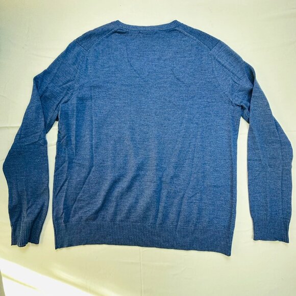 Banana Republic Mens L Sweater 100% Merino Extra Fine Wool Blue Pullover - Picture 5 of 10